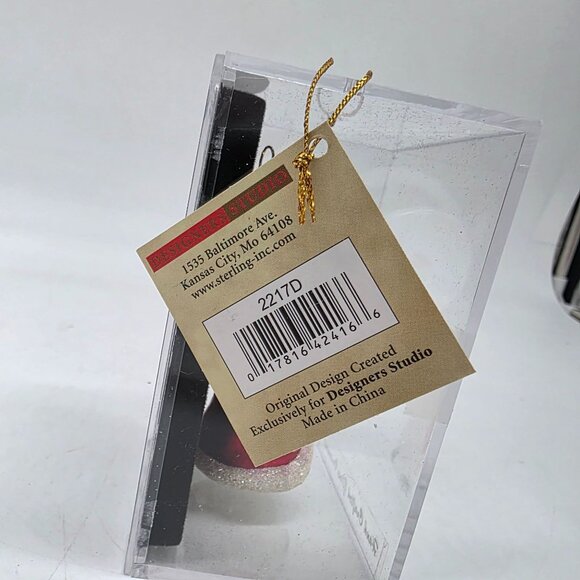 Designers Studio Glass Santa Glitter Embellished Christmas Decor Clear Box - Picture 5 of 8